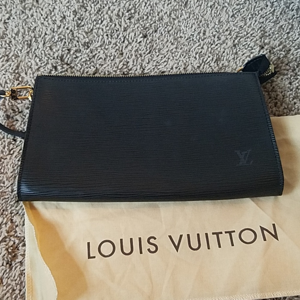 Vuitton epi leather black clutch